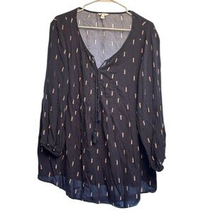 Somona Good for Life Woman’s Navy Floral Patterned Tunic Top Size XXL